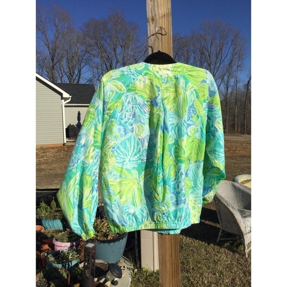 Vtg Mureli silk jacket size medium m green tropical track suit 1980s windbreaker - Picture 7 of 12